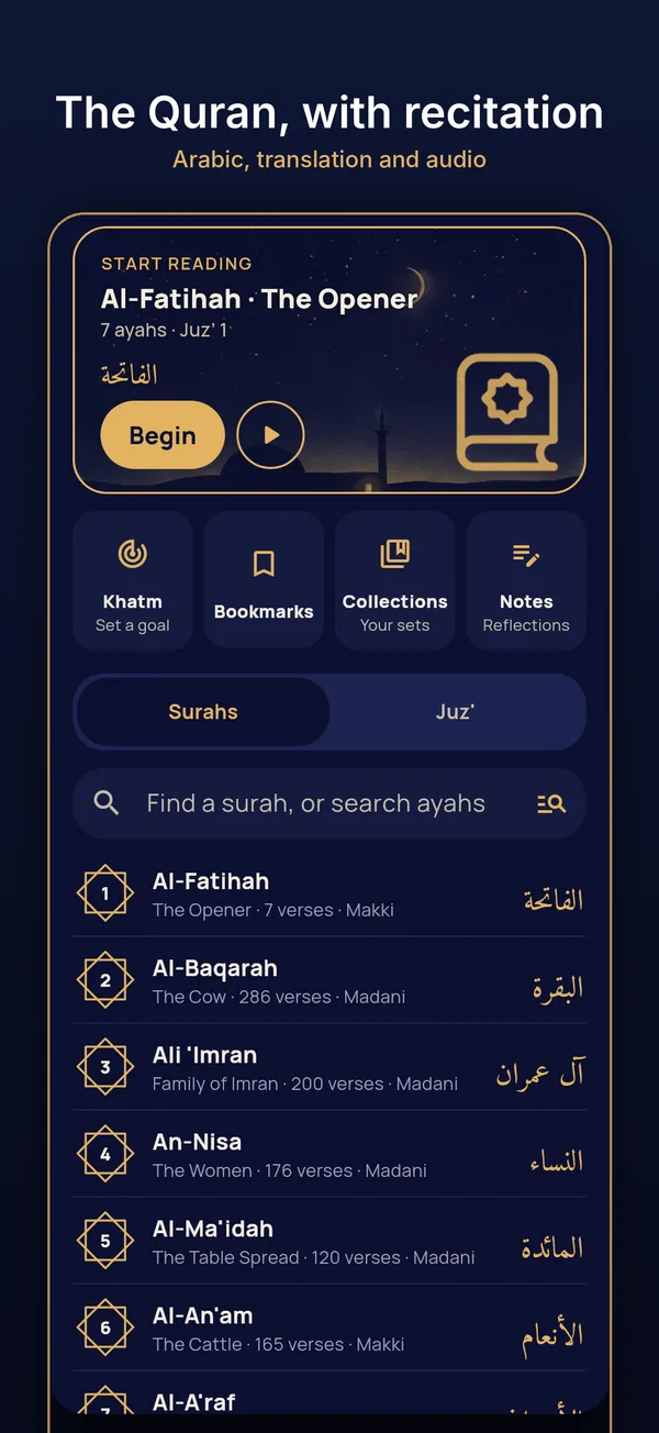 Quran reader with translation